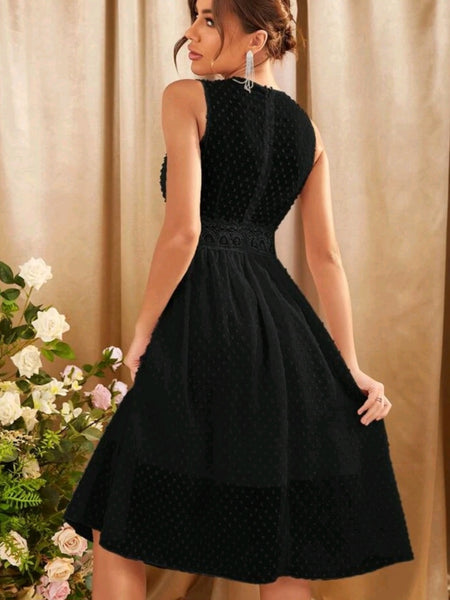 Lace Insert Swiss Dot Dress