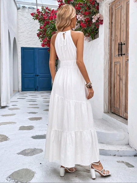 Ruffle Hem Halter Dress * COTTON