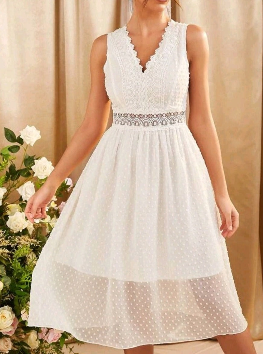 Lace Bodice Swiss Dot Dress