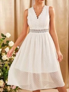 Lace Bodice Swiss Dot Dress
