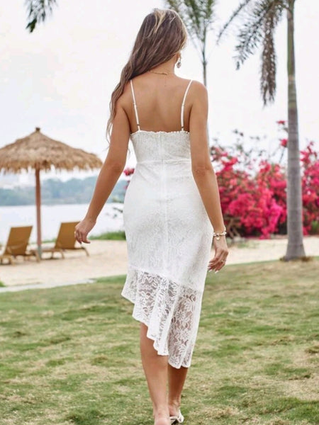 Asymmetrical Hem Lace Cami Dress