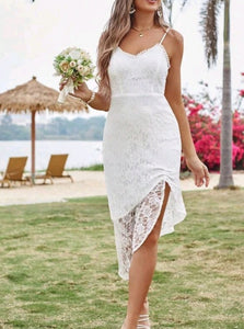 Asymmetrical Hem Lace Cami Dress