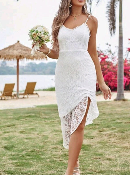 Asymmetrical Hem Lace Cami Dress