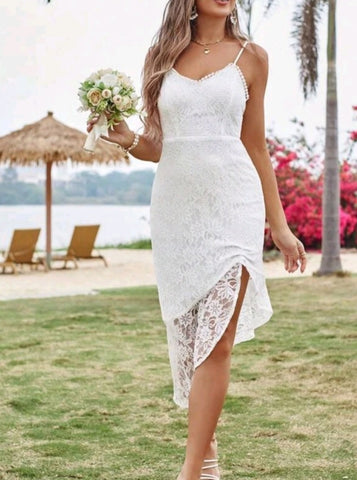 Asymmetrical Hem Lace Cami Dress