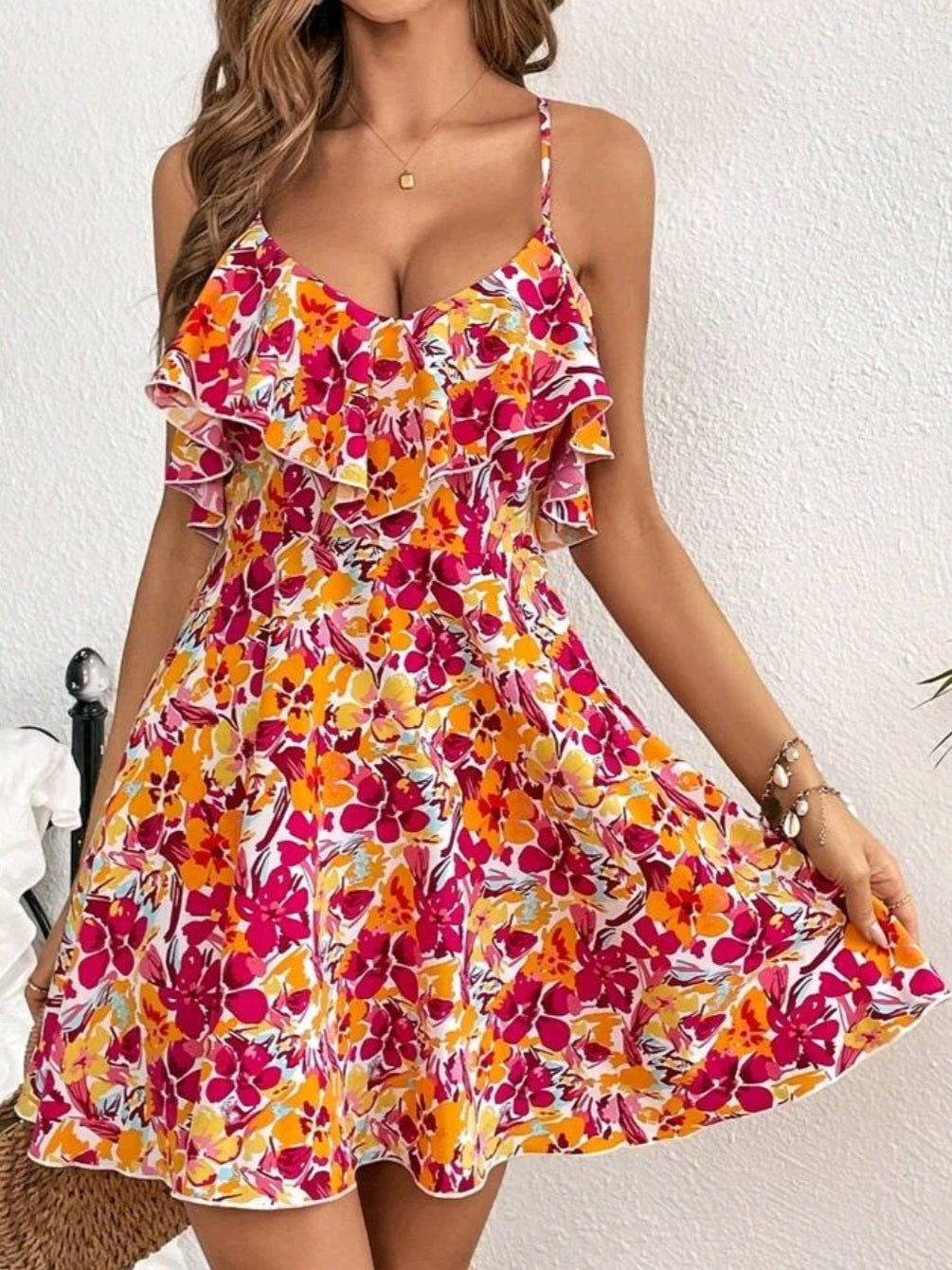 Ruffle Trim Cami Dress
