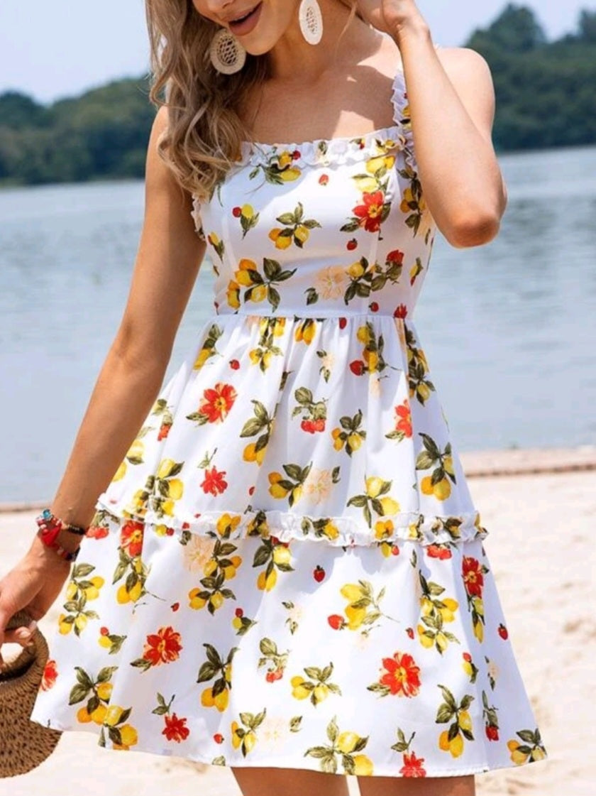 Backless Knot Frilled Straps Dress