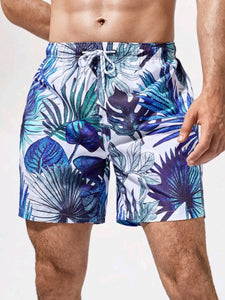 Drawstring Waist Swim Trunks