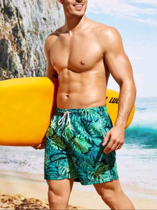 Drawstring Waist Swim Trunks