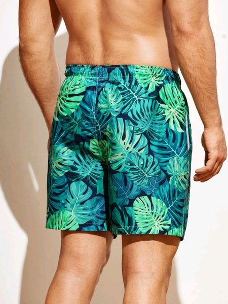 Drawstring Waist Swim Trunks