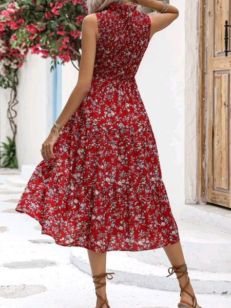 Floral Print Sleeveless A-line Dress