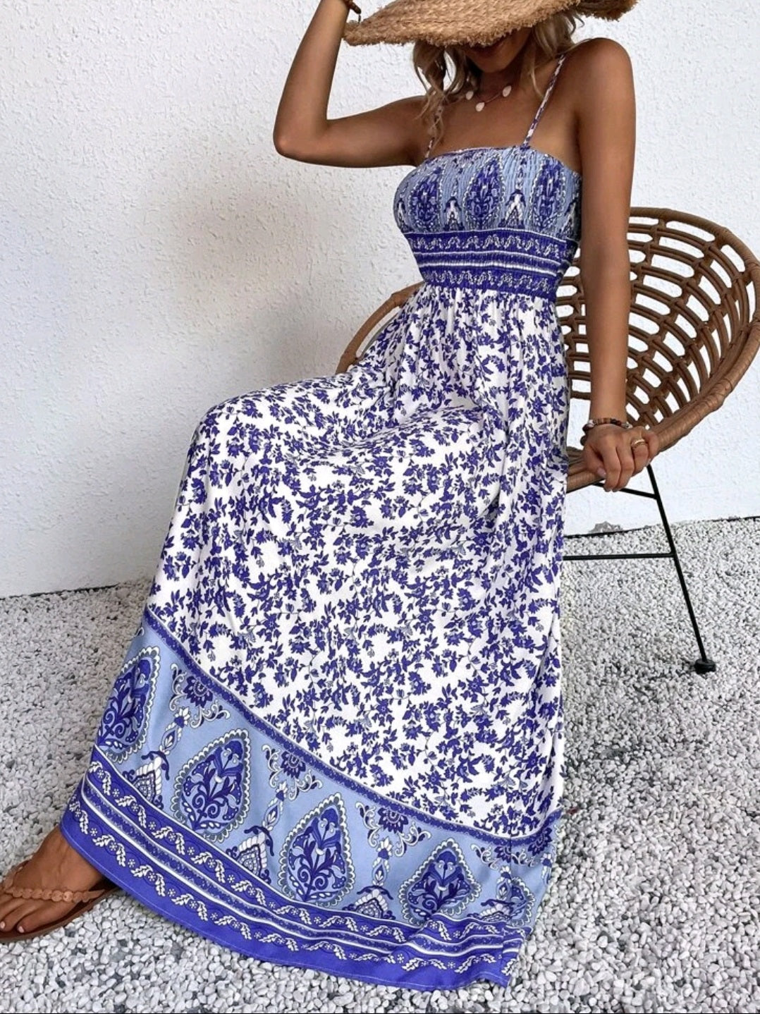 Shirred Maxi Cami Dress