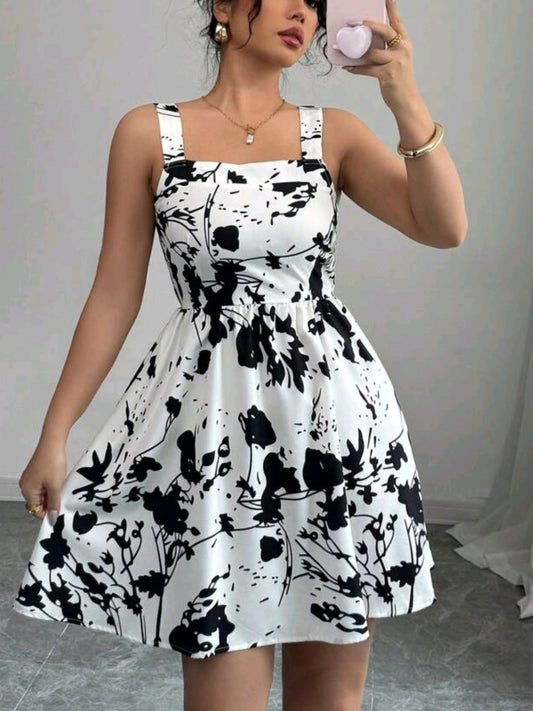 7198 Floral Print Mini Dress