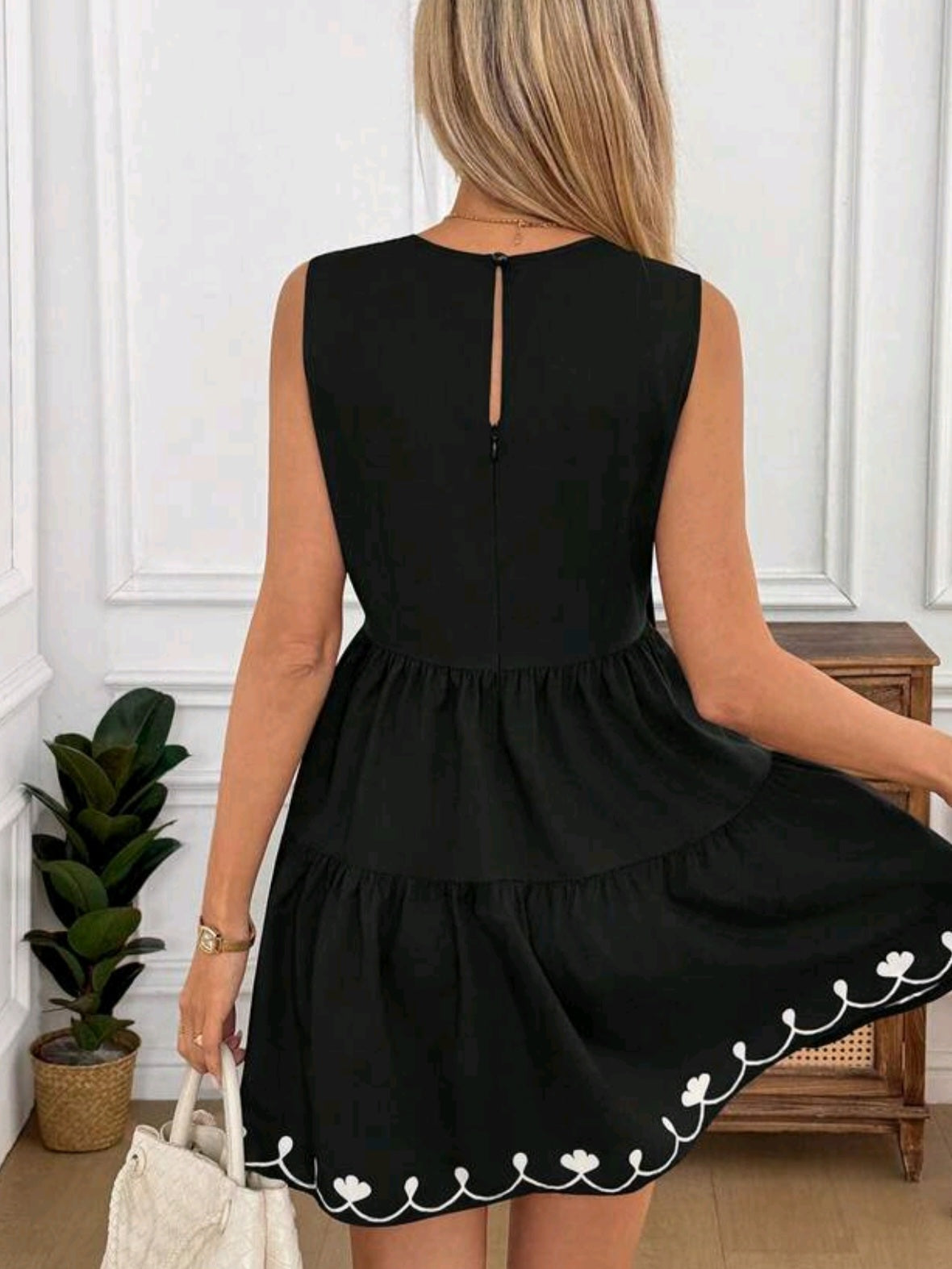 2206 Crew Neck Tie Bow Ruched Ruffle Hem Dress