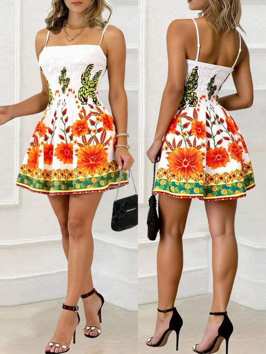 1675 Thin Strap Stretch Tube Top Dress