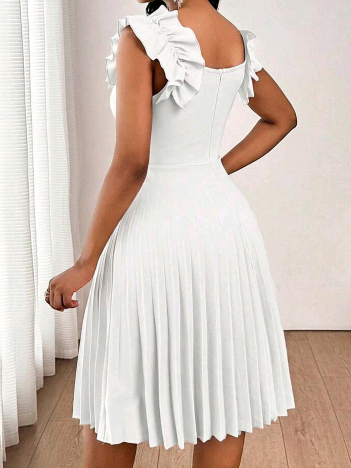 4888 Pleated Sleeveless Mini Dress