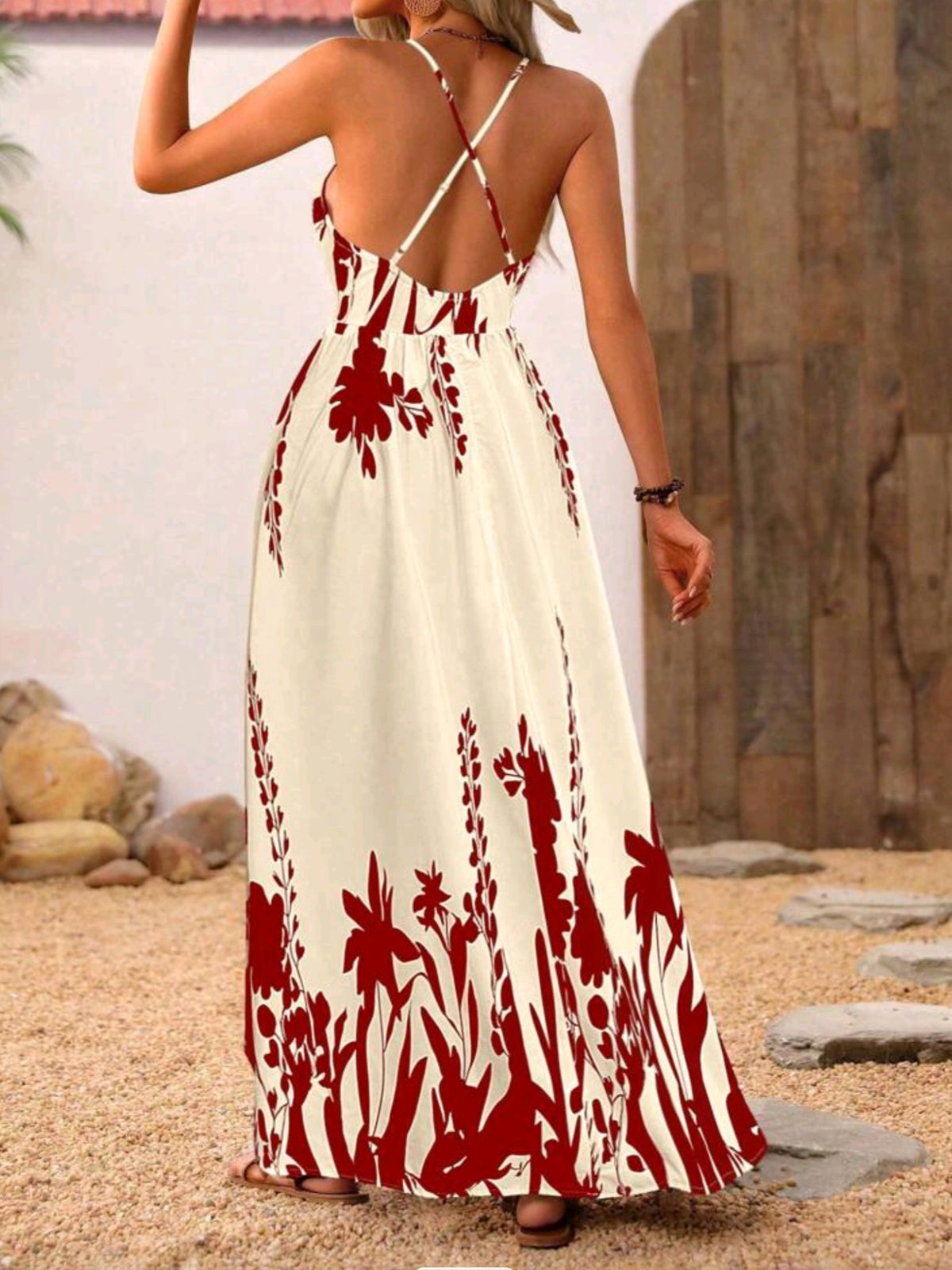 3304 Deep V-Neck Backless Dress