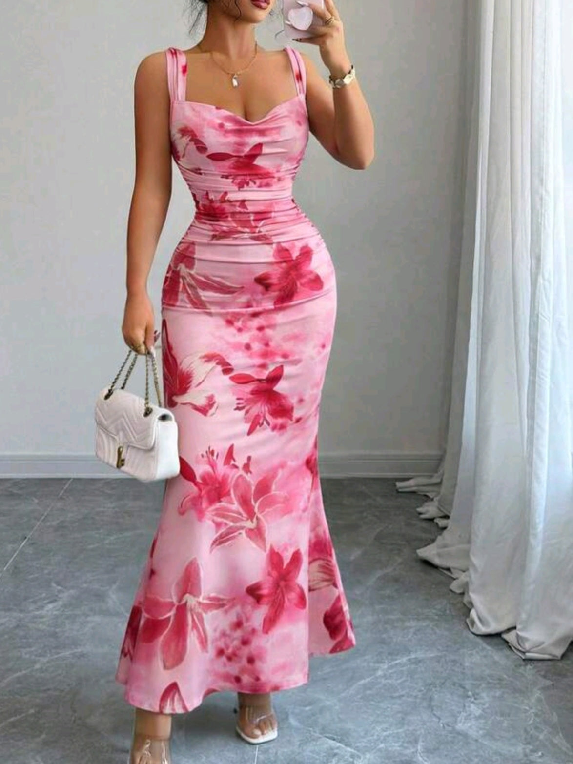 1900 Floral Print Dress