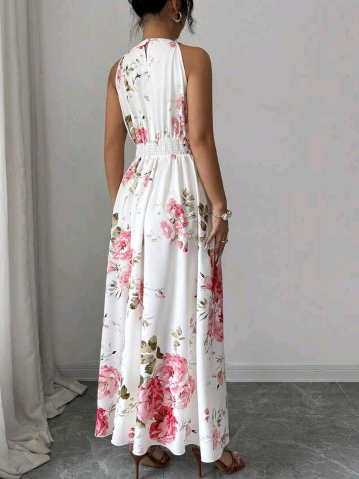 7893 Floral Print Maxi Dress