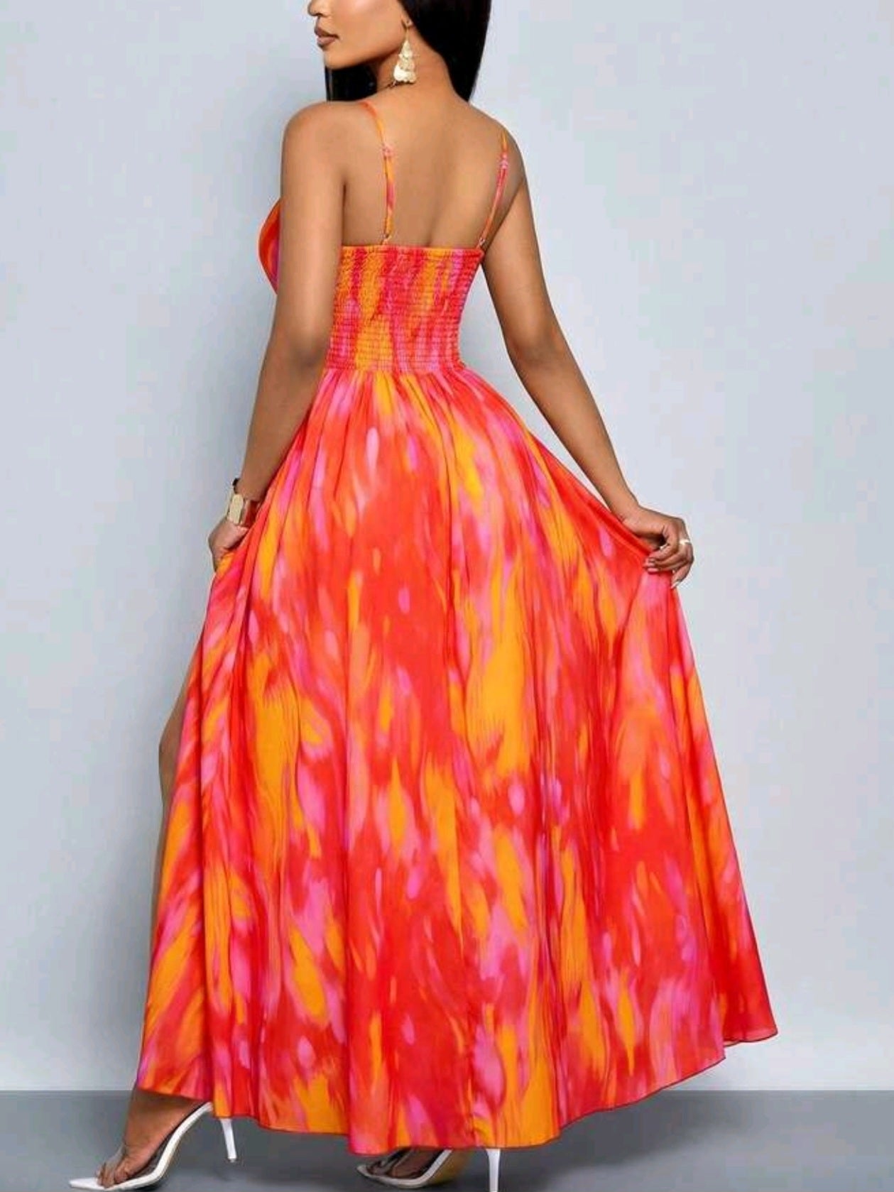 7858 Hollow Out High Slit With Golden Starfish Dress