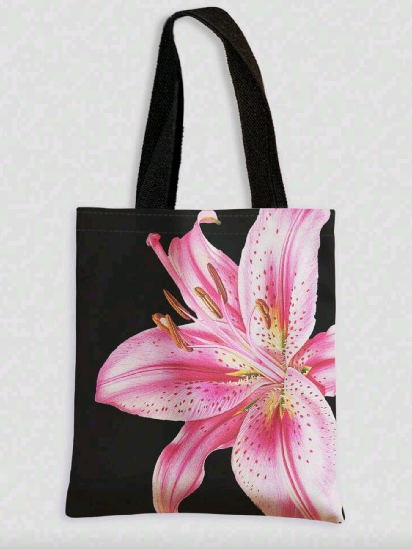 7187 Floral Pattern Reversible Shoulder Canvas Tote Bag