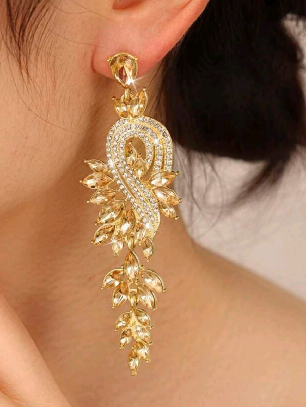 1749 Zinc Alloy Rhinestone Drop Earrings