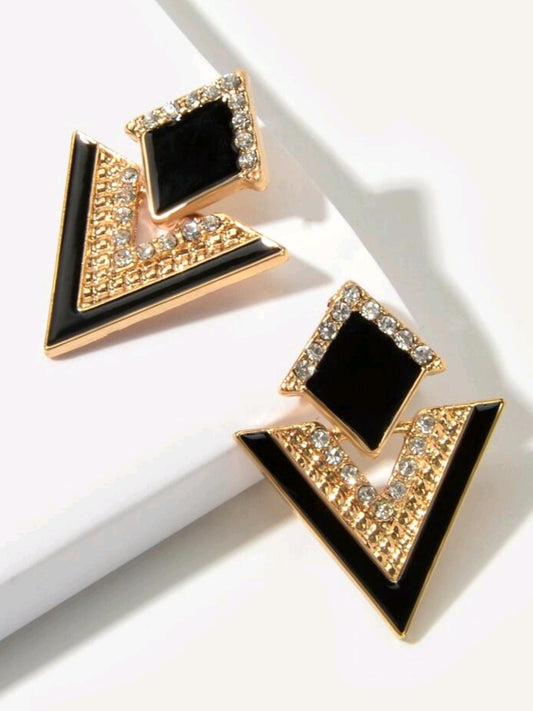 6956 Rhinestone Geometric Drop Earrings