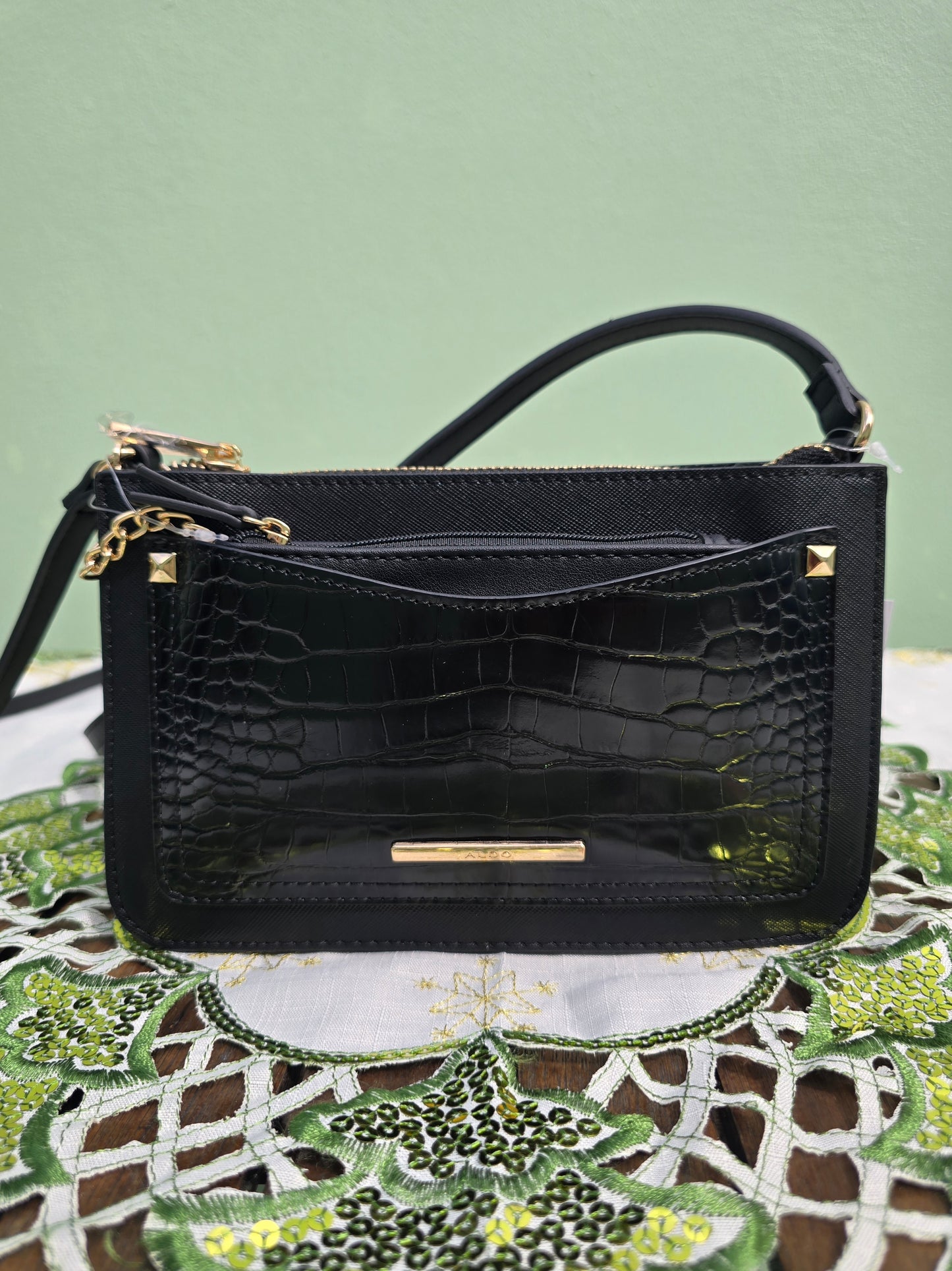 ALDO  Crossbody wallet on a string with detachable pouch black