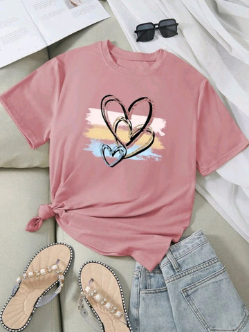 Brush & Heart Print Tee
