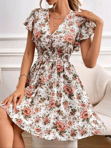 Butterfly Sleeve A-line Dress