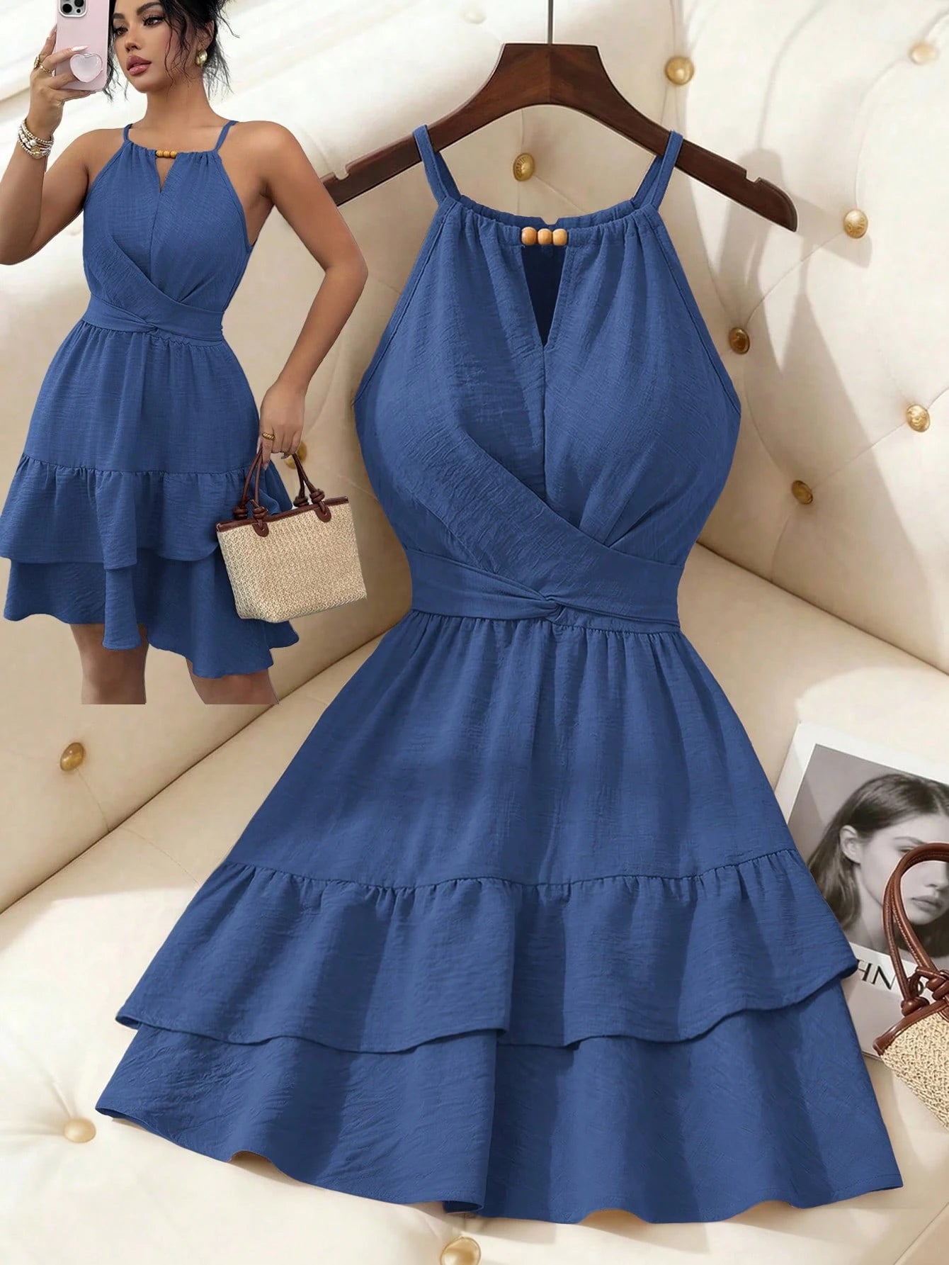 5203 Tiered Hem And Knee Length Dress
