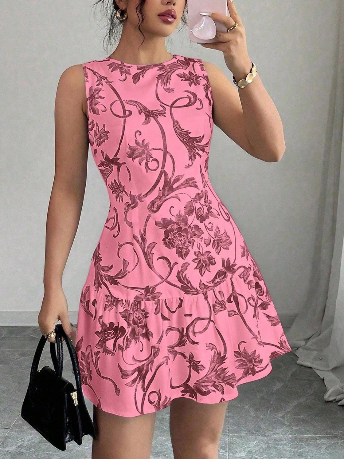 4515 Sleeveless Waist Cinched Dress