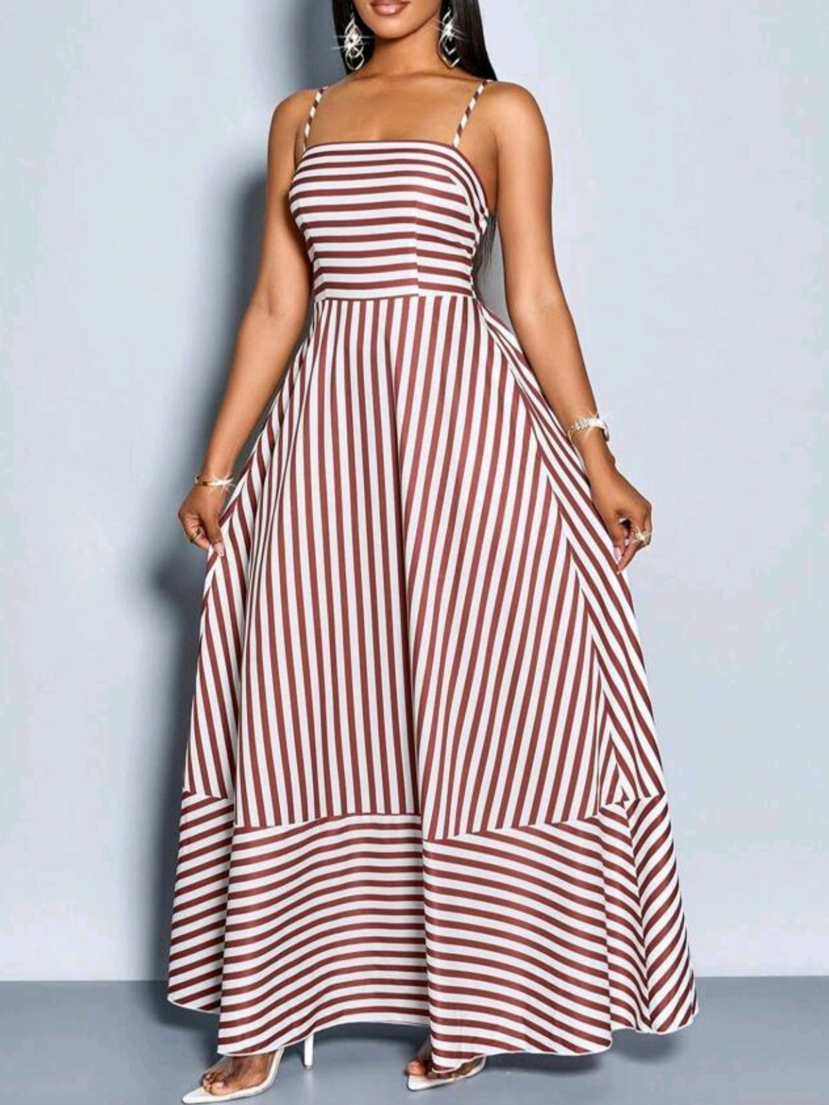 4400 Striped Maxi Dress (brown)