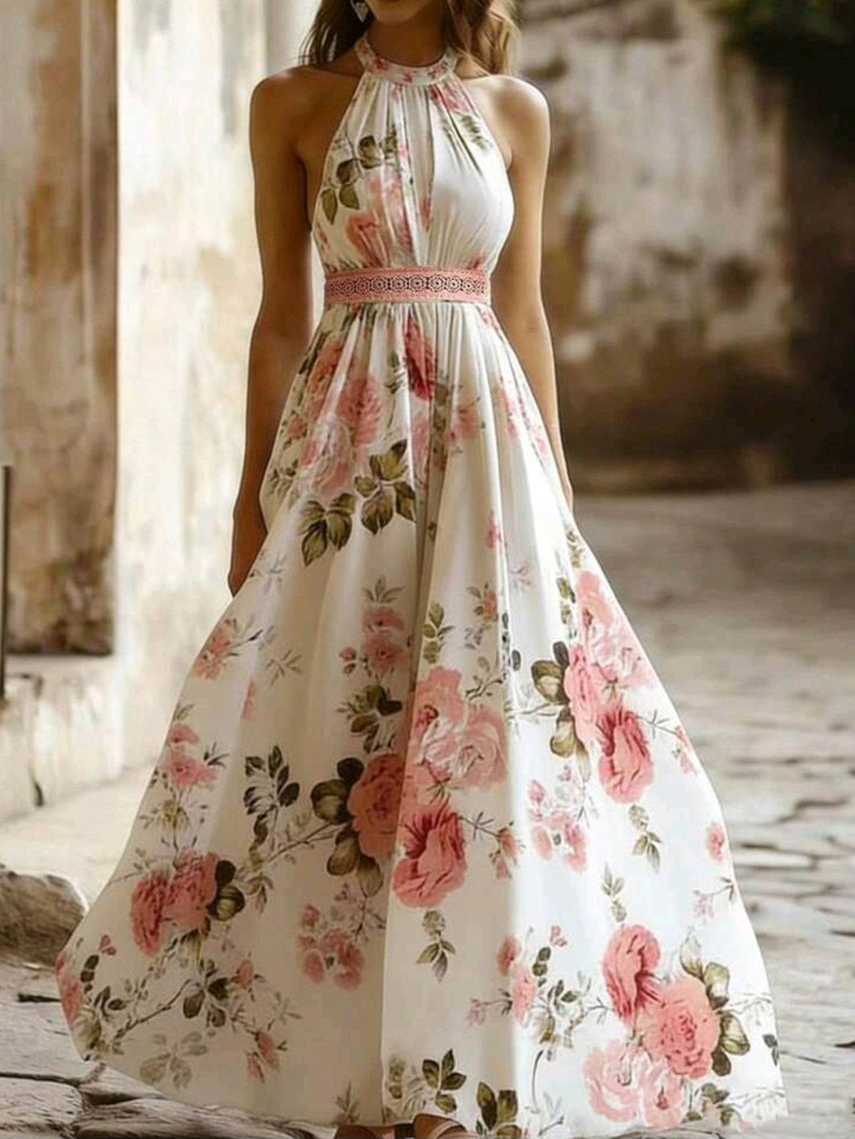 7893 Floral Print Maxi Dress