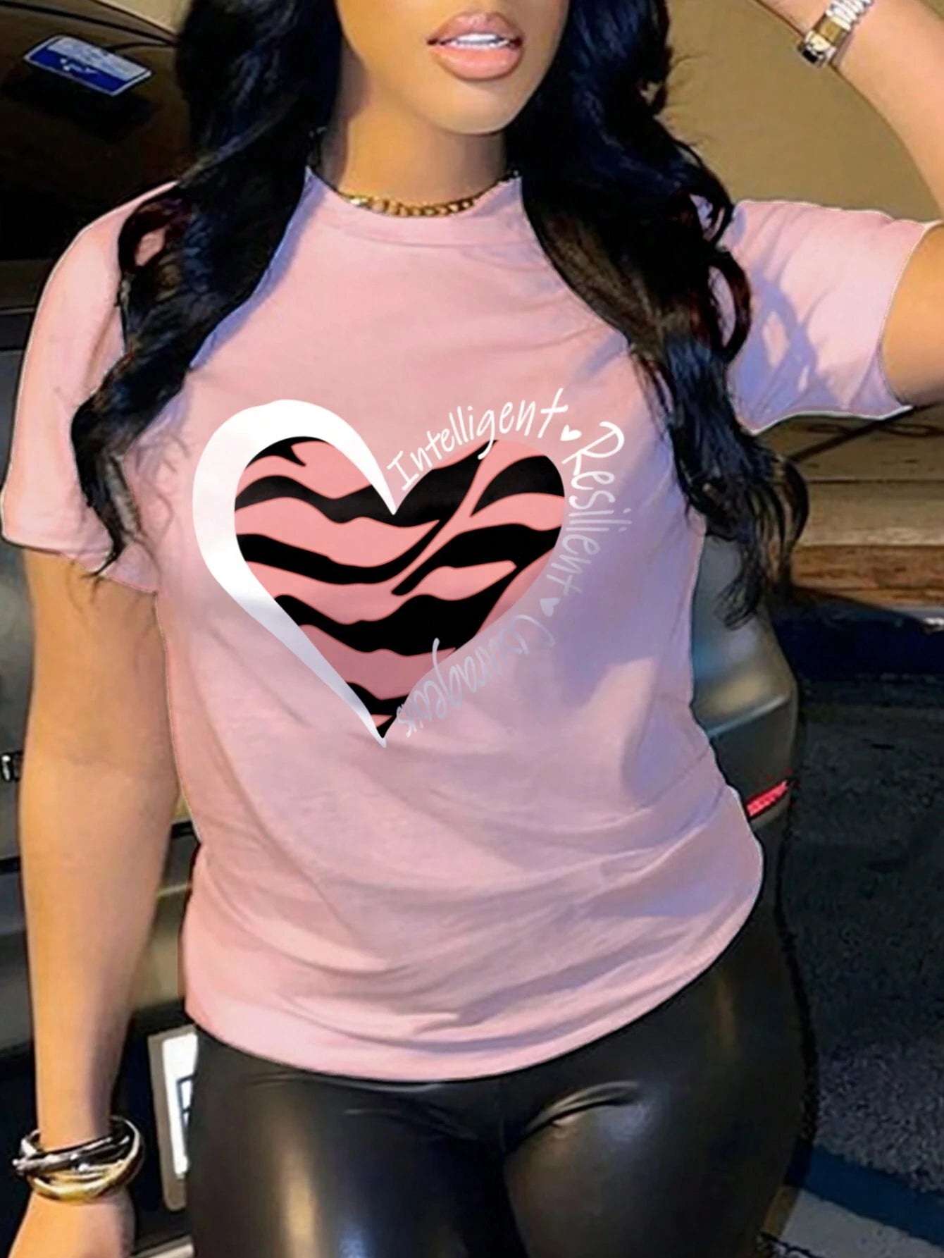 #6107 Heart & Letter Print Tees