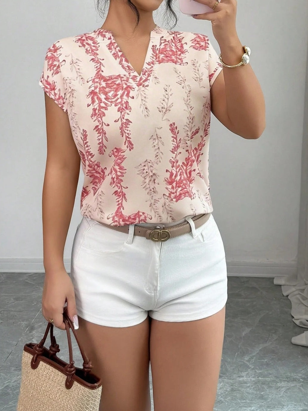 9979 V-Neck Loose Sleeveless Blouse