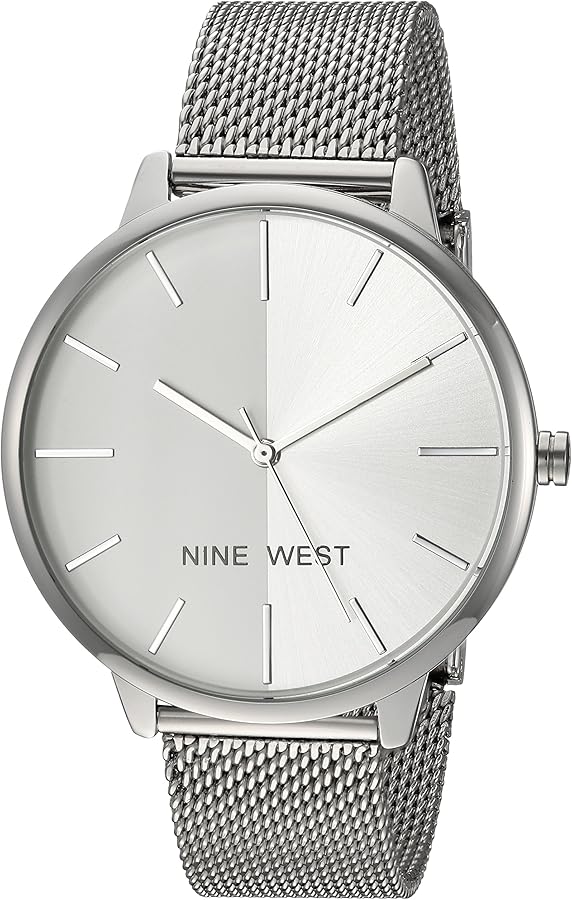 NW /1981SVB Nine West Mesh Bracelet Watch - Silver