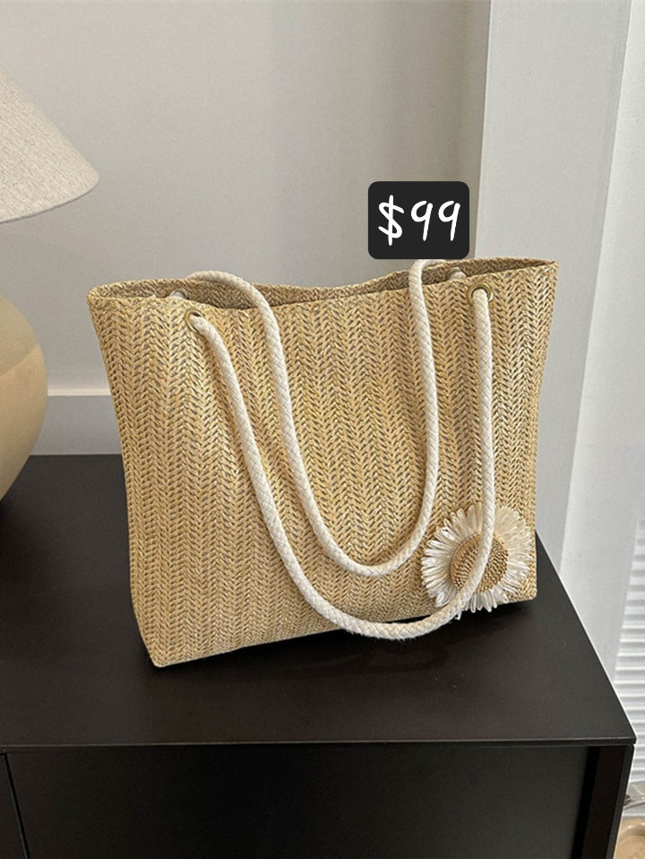 #3782 Large Capacity Woven Shoulder Bag