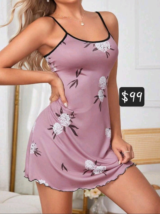 #4649 Floral Print Cami Sleep Dress
