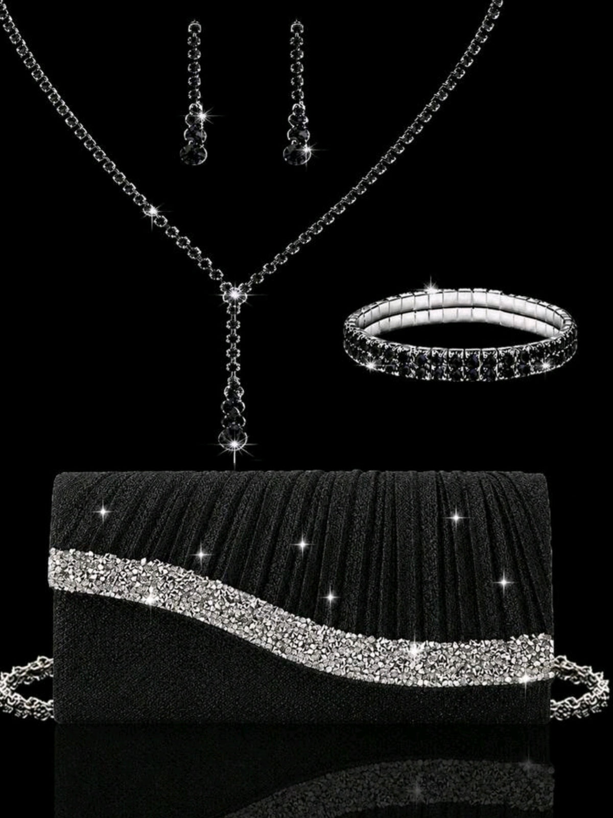 0788 3 piece set Earrings, necklace and handband