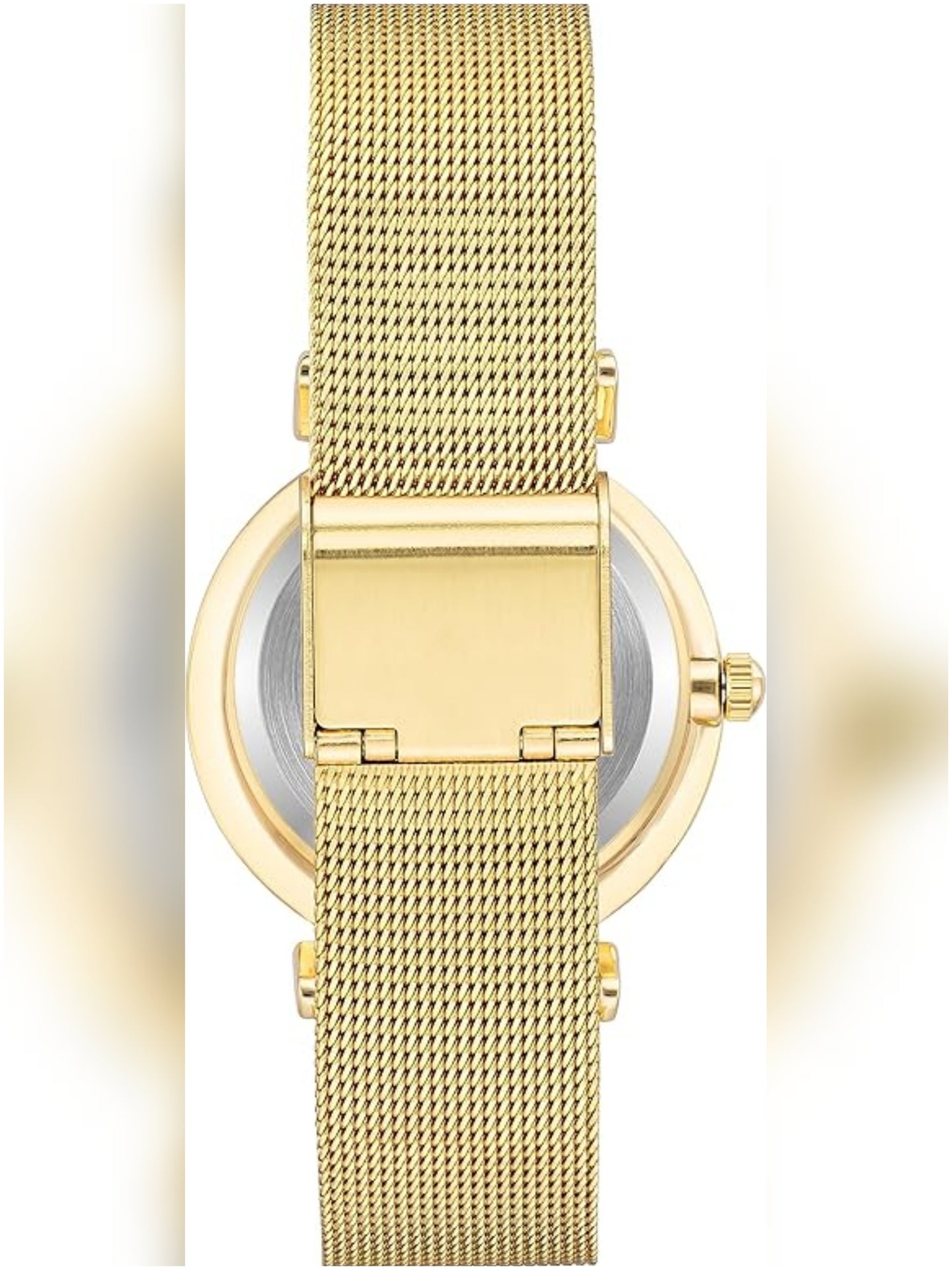 AK / 3780BKGB Anne Klein Glitter Accented Mesh Bracelet Watch - Gold Tone