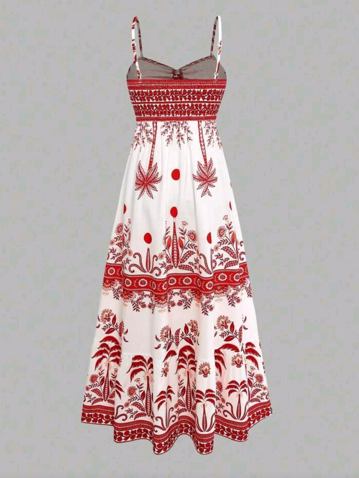 0317 Spaghetti Strap Tie Waist A-Line Maxi Dress