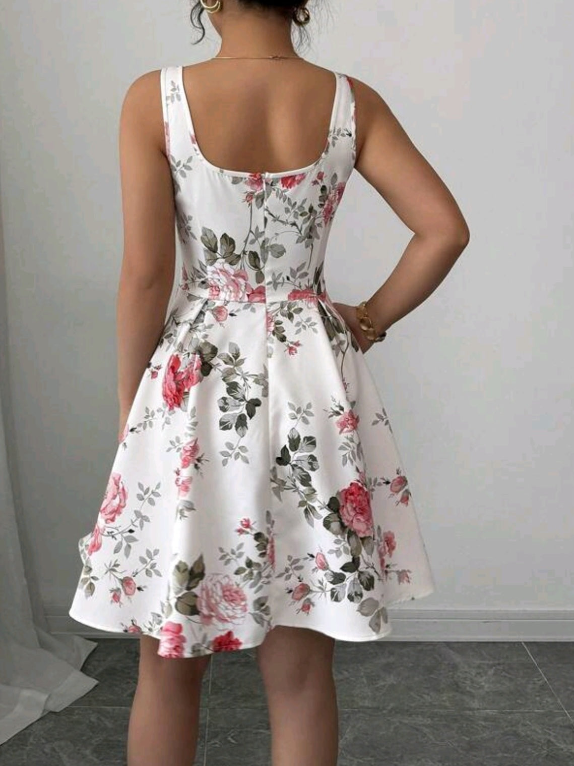 1224 Square Neck Sleeveless Dress With Zipper
