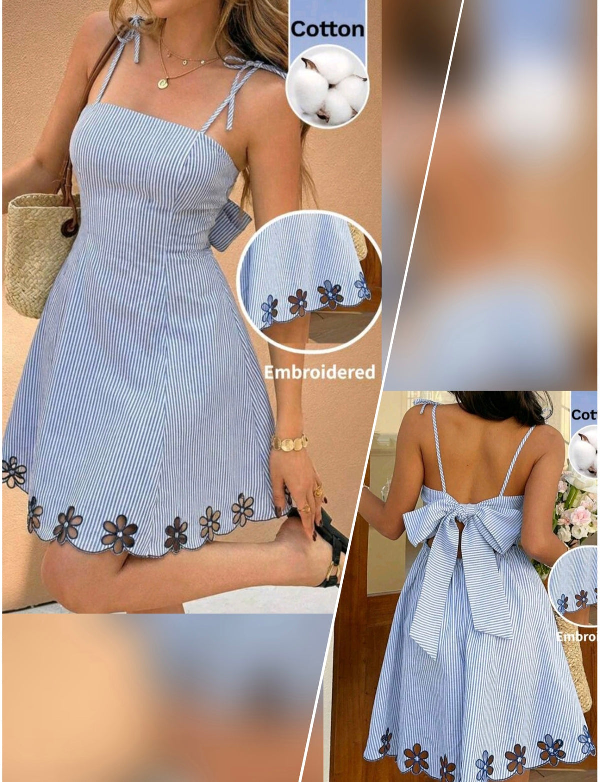 5637 Stripe Cotton Tie Back Dress