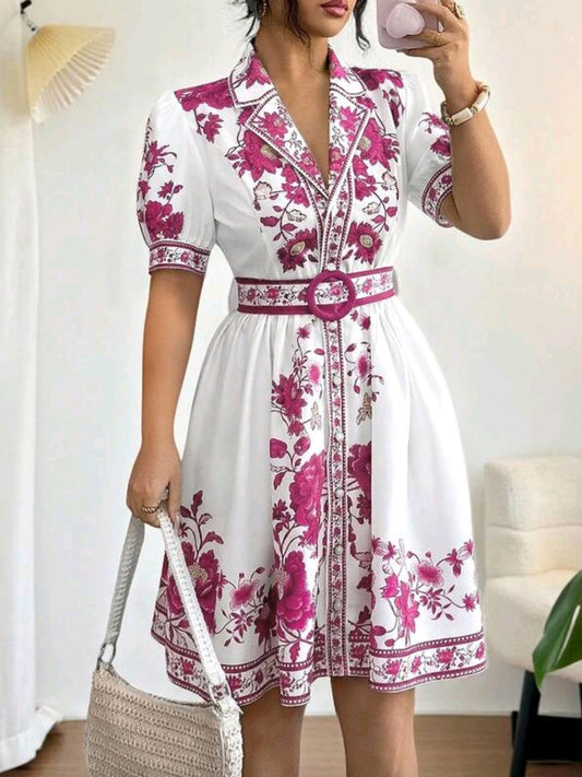 2802 Cinched Waist Waist Short Dress