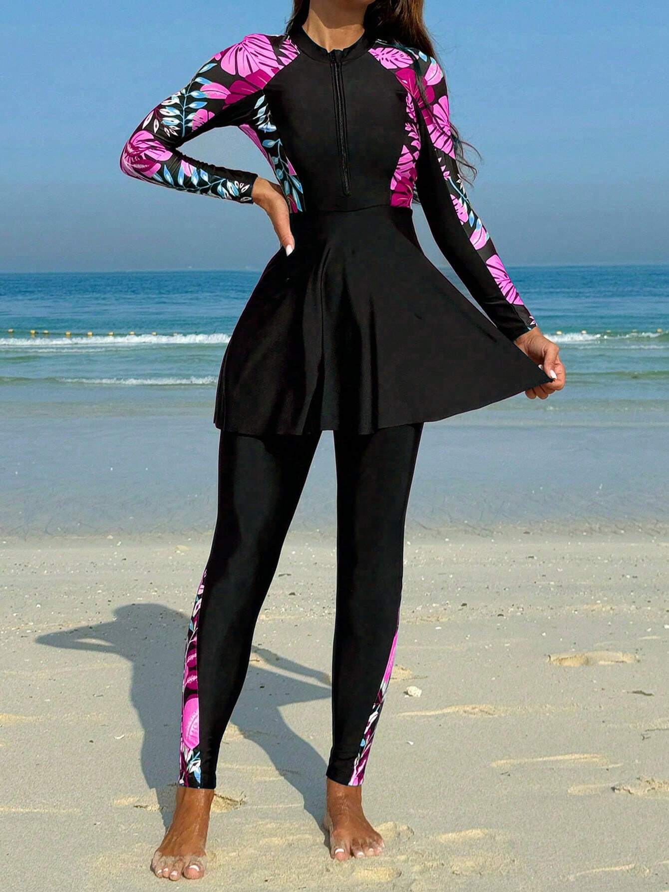 1274 2 pcs Long Sleeve Top and Swim pants