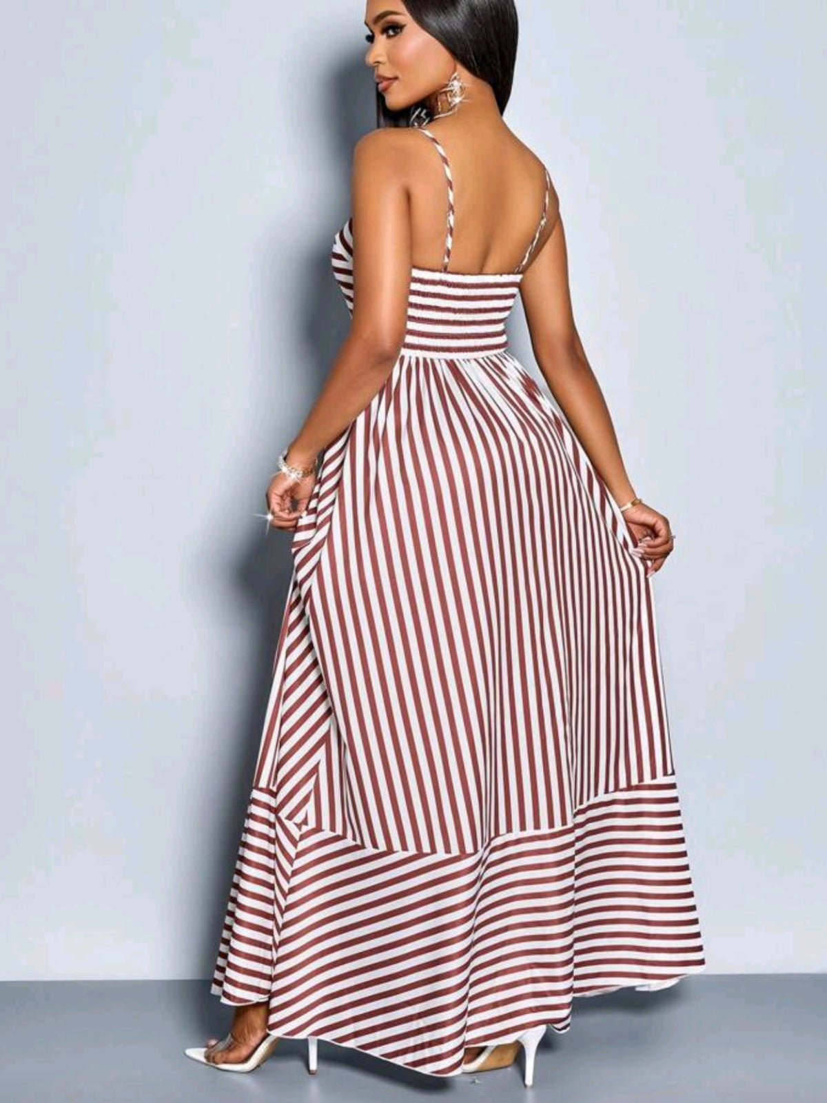 4400 Striped Maxi Dress (brown)