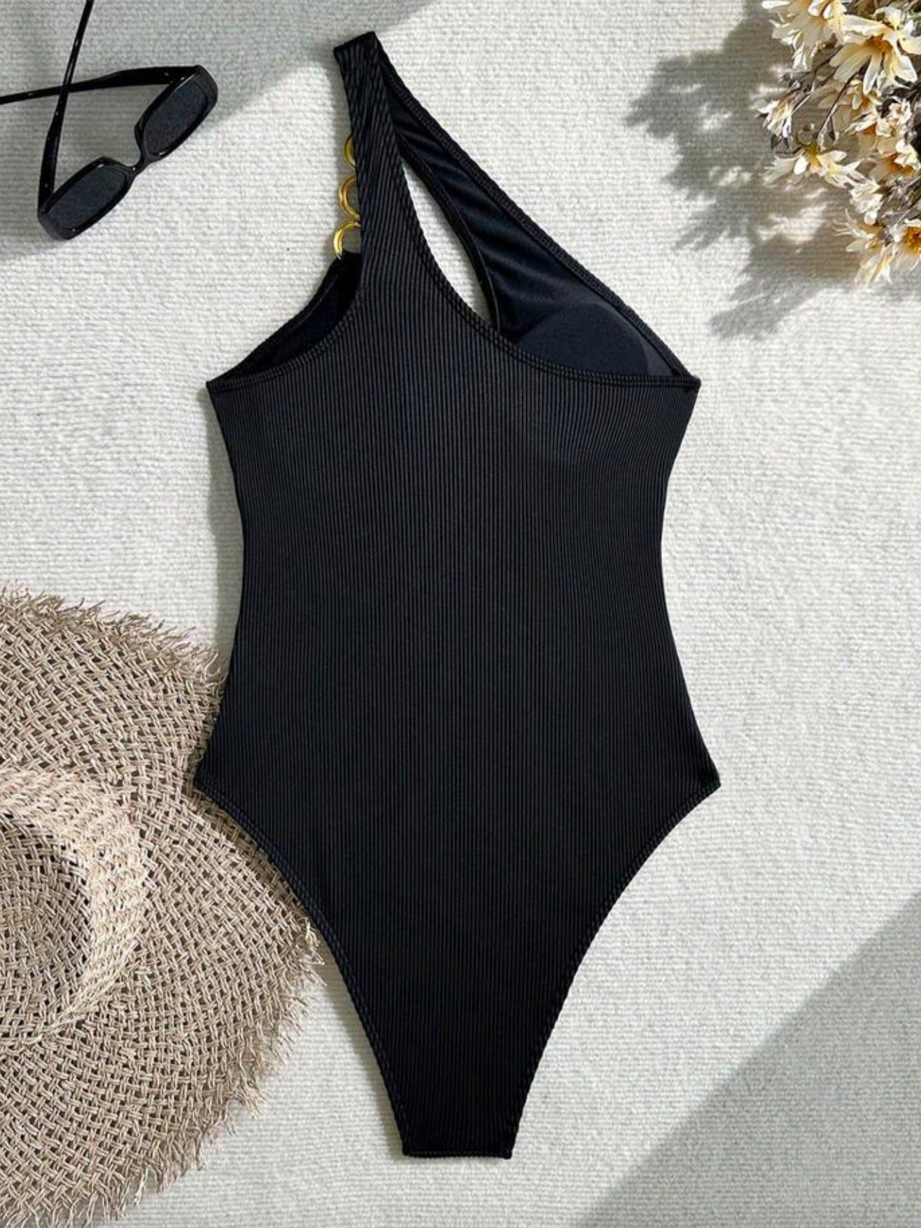 0535 Cutout One-Piece Swimsuit With Circular Ring Connection