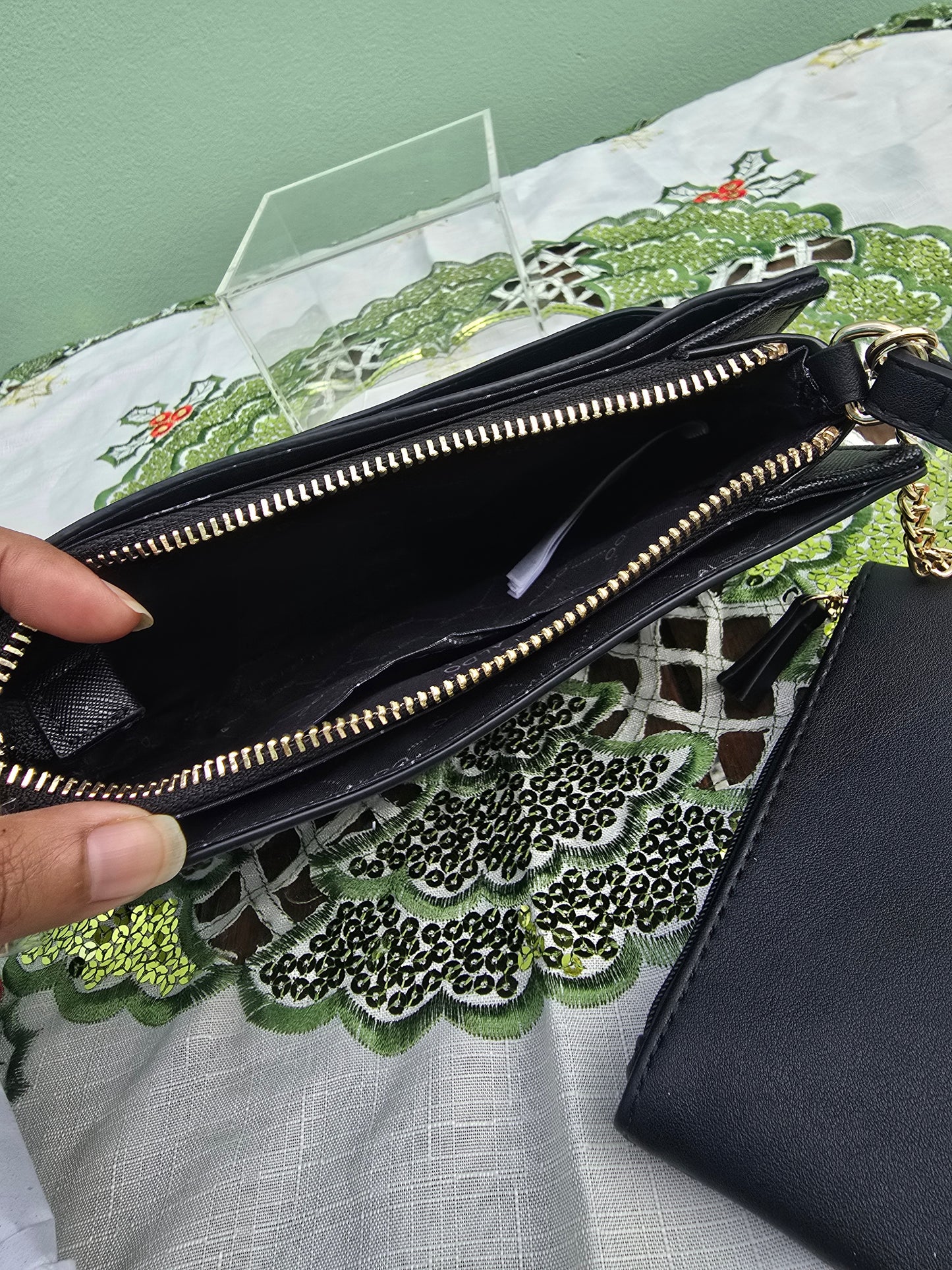 ALDO  Crossbody wallet on a string with detachable pouch black