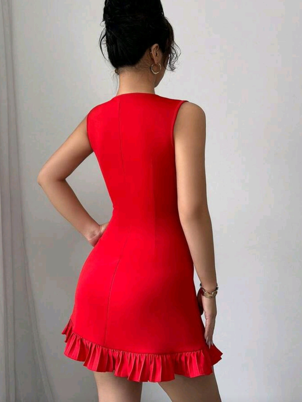 7188 Ruffle Hem Bowtie Neck Dress