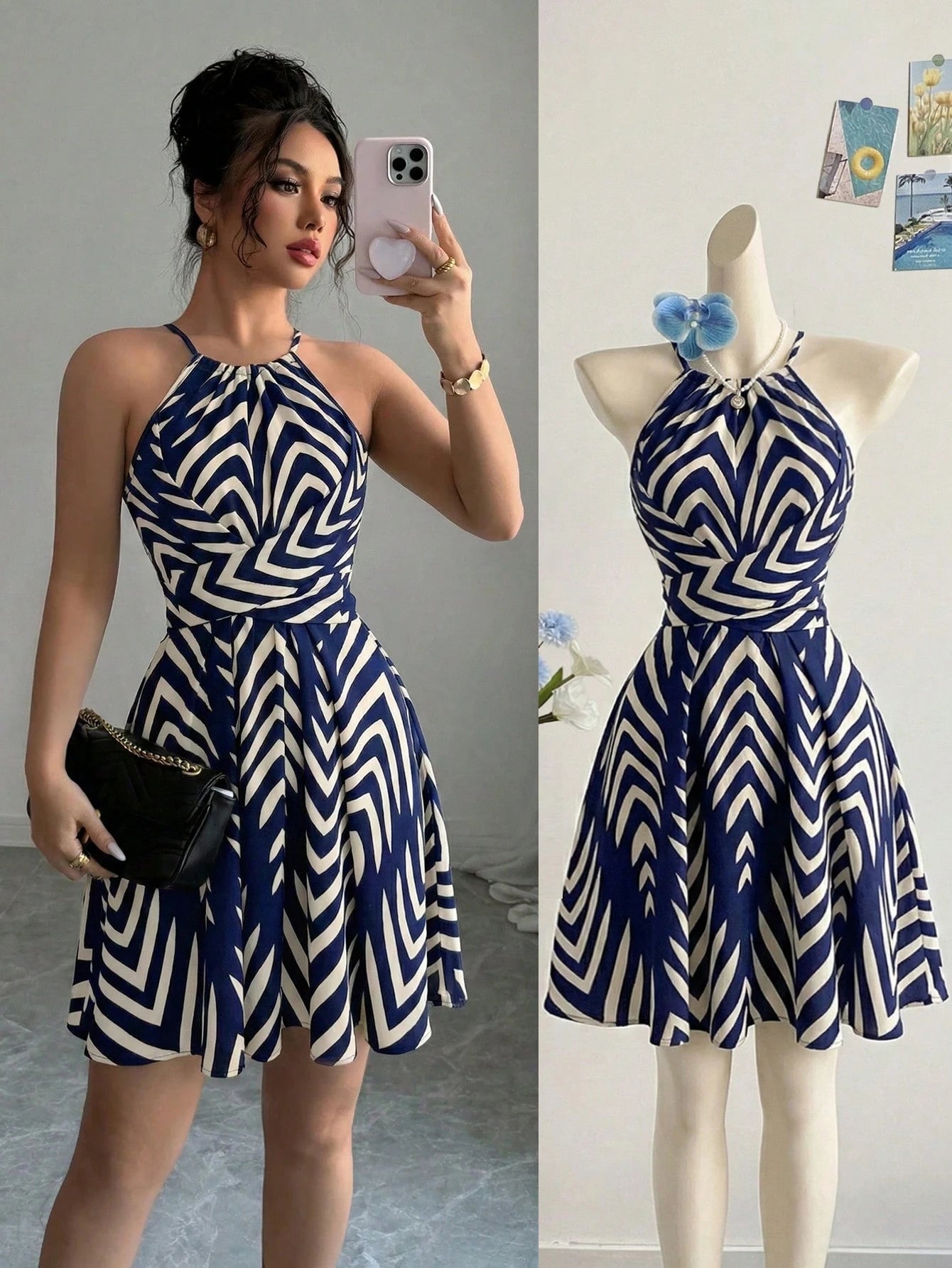 3081 Tie Waist Flared Dress